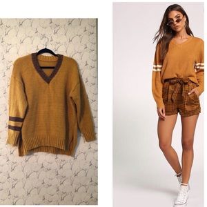 Vintage|Mustard Varsity V-Neck Sweater